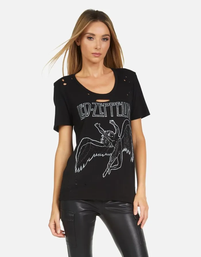 Myra Led Zeppelin Outline Black Women039s Lauren Moshi Short Sleeve