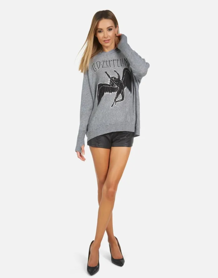 Namiko Led Zeppelin Outline Charcoal Women039s Lauren Moshi Sweaters and Knits