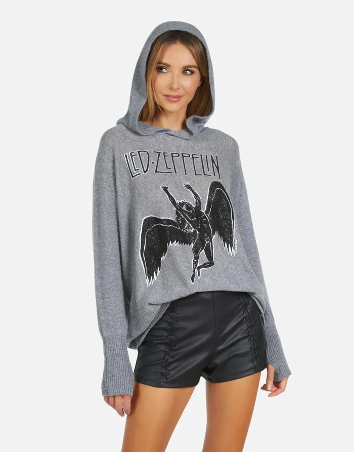 Namiko Led Zeppelin Outline Charcoal Women039s Lauren Moshi Sweaters and Knits