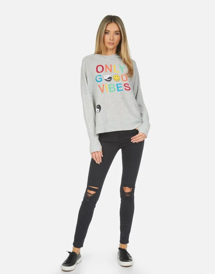 Namiko X Only Good Vibes Heather Grey Women039s Lauren Moshi Sweaters and Knits