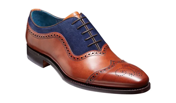 Nicholas 8211 Antique Rosewood Navy Suede Men Barker Shoes Mens Brogues
