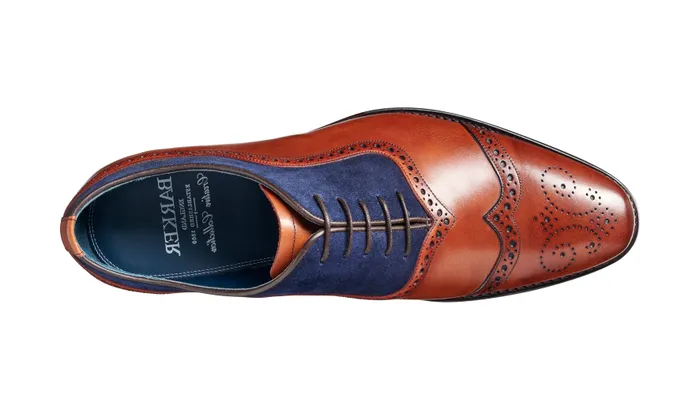 Nicholas 8211 Antique Rosewood Navy Suede Men Barker Shoes Mens Brogues