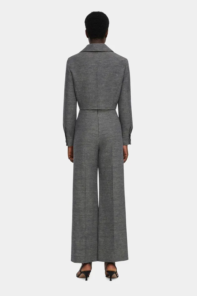 Nics Jacket In Navy and Ivory Chevron Weave Jackets And Coats Emilia Wickstead Women