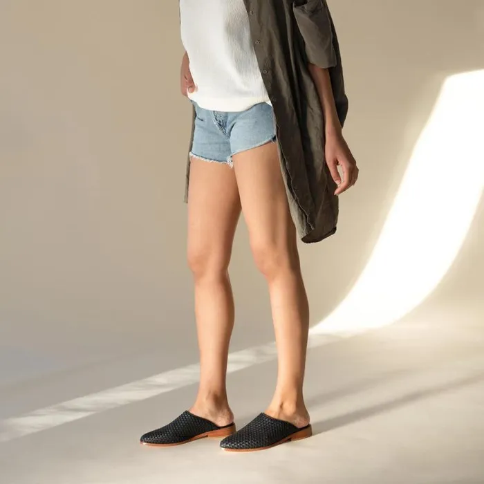 Nisolo Flats and Slip Ons Women Ama Woven Mule Woven Black Nisolo Flats and Slip Ons Women Ama Woven Mule Woven Black