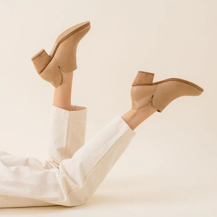 Nisolo Heels Women Mia Everyday Ankle Bootie Almond
