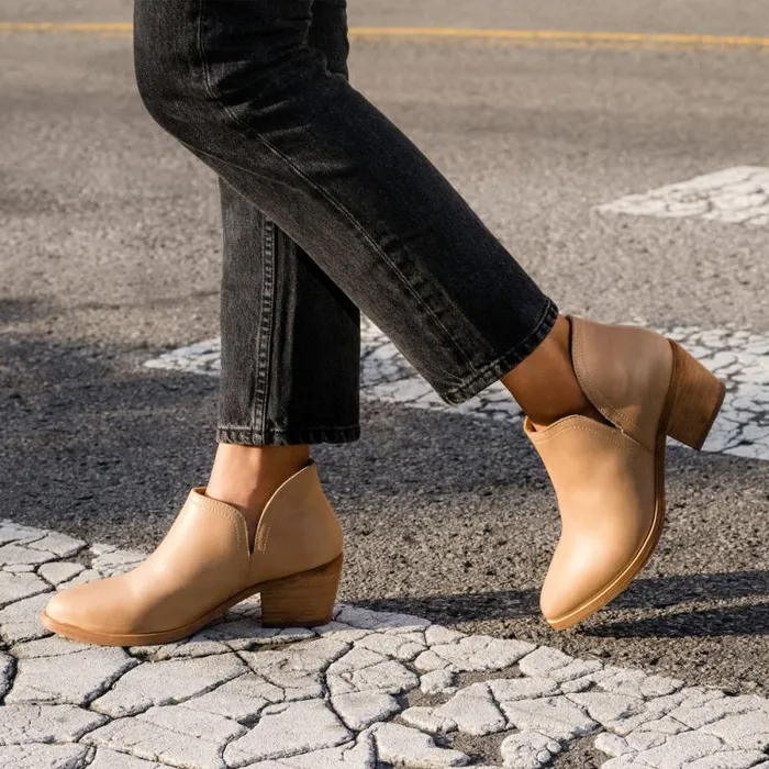 Nisolo Heels Women Mia Everyday Ankle Bootie Almond