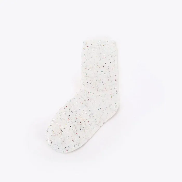 Nisolo Socks Women Cotton Mid Sock Ivory Multicolor Marl