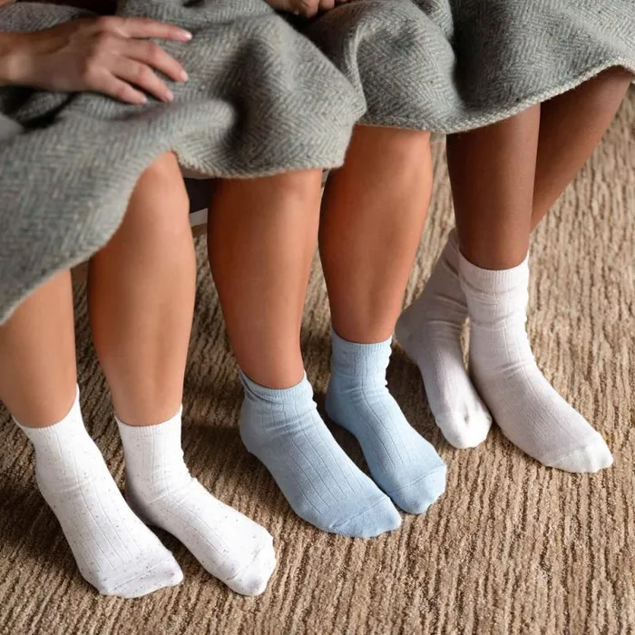 Nisolo Socks Women Cotton Mid Sock Ivory Multicolor Marl