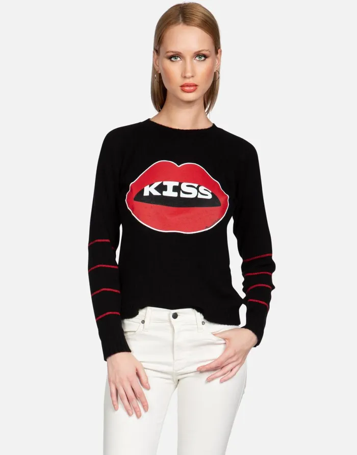 North Kiss Lip Black Women039s Lauren Moshi Sweaters and Knits