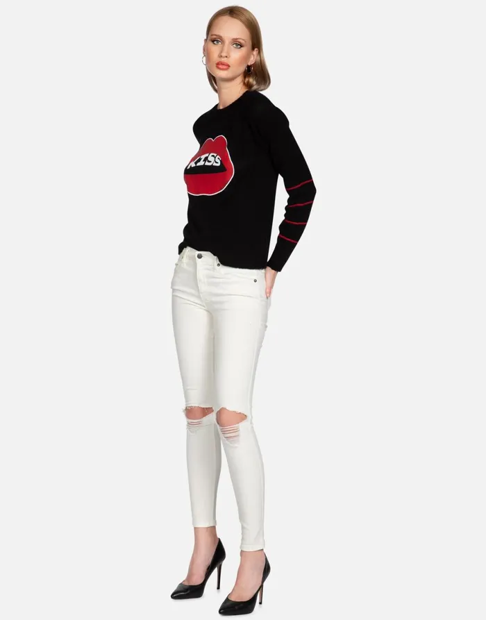 North Kiss Lip Black Women039s Lauren Moshi Sweaters and Knits