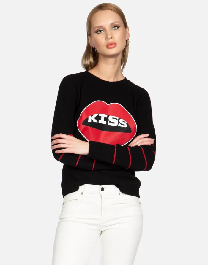 North Kiss Lip Black Women039s Lauren Moshi Sweaters and Knits