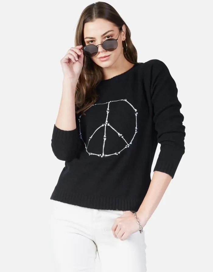 North Peace Bones Black Women039s Lauren Moshi Sweaters and Knits