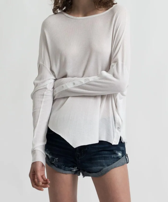One Teaspoon Basic Tees BAMBOO COTTON RIBBED LONGSLEEVE TEE 8211 Women