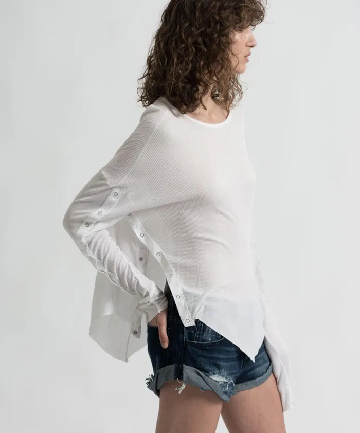 One Teaspoon Basic Tees BAMBOO COTTON RIBBED LONGSLEEVE TEE 8211 Women