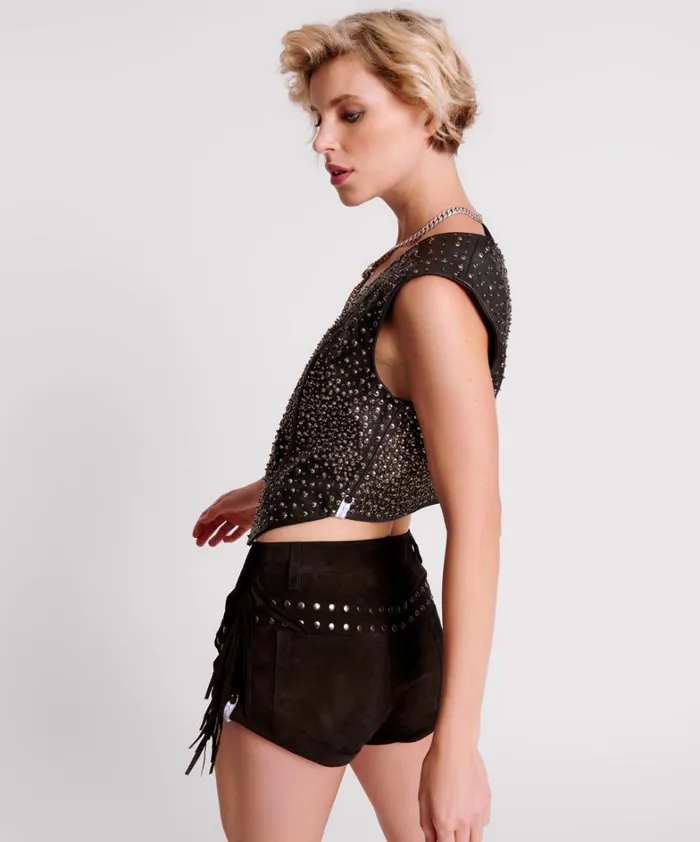 One Teaspoon Bottoms GOTHIC RODEO FRINGED SUEDE STUDDED BANDITS LOW WAIST SHORTS 8211 Women One Teaspoon Bottoms GOTHIC RODEO FRINGED SUEDE STUDDED BANDITS LOW WAIST SHORTS 8211 Women