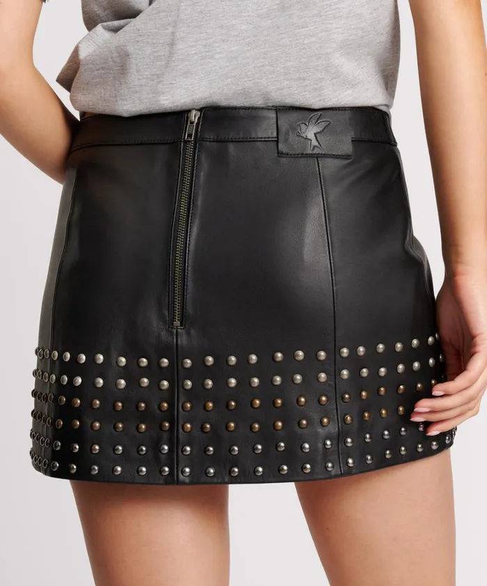 One Teaspoon Bottoms HAND STUDDED LEATHER SKIRT 8211 Women One Teaspoon Bottoms HAND STUDDED LEATHER SKIRT 8211 Women