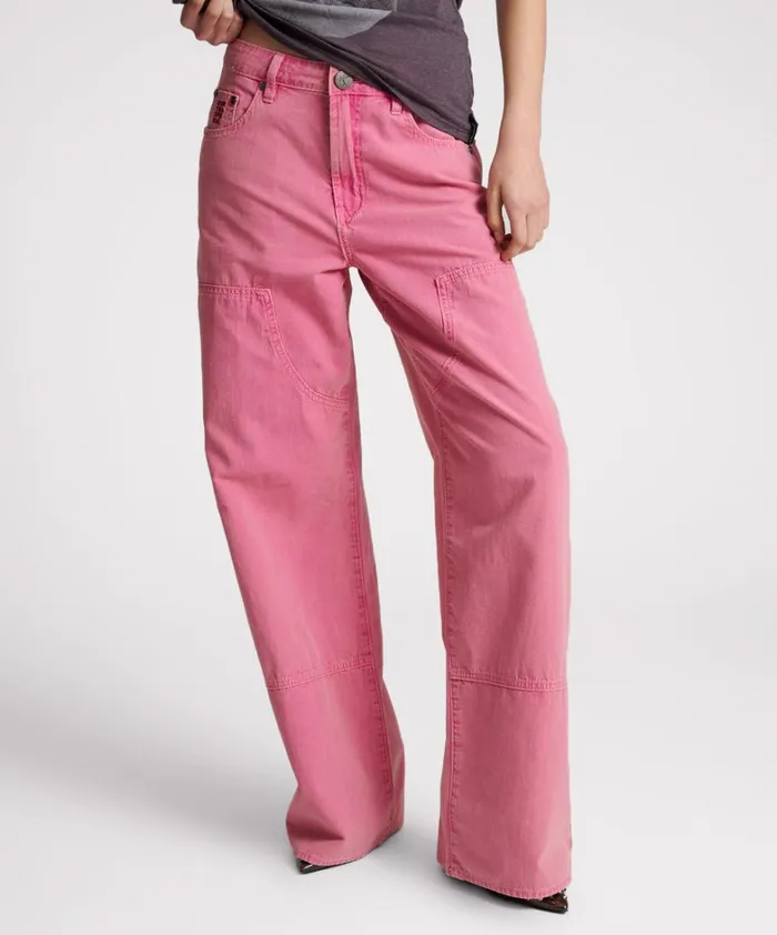 One Teaspoon Bottoms PINK FLAMBE CANVAS JACKSON MID WAIST WIDE LEG PANT 8211 Women One Teaspoon Bottoms PINK FLAMBE CANVAS JACKSON MID WAIST WIDE LEG PANT 8211 Women