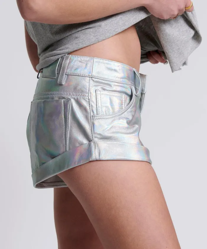 One Teaspoon Bottoms REVENGE METALLIC LEATHER BANDIT SHORTS 8211 Women