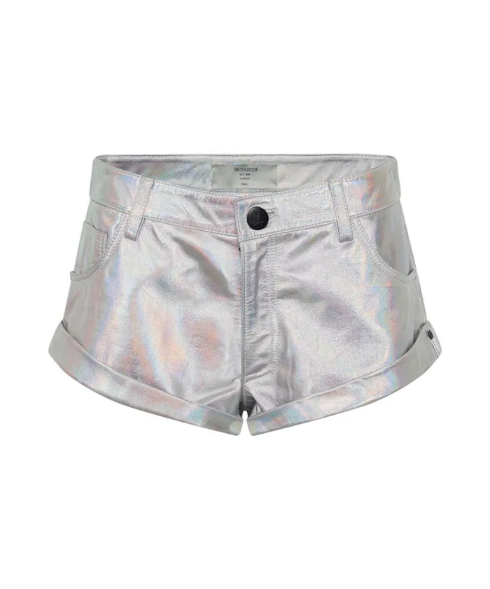 One Teaspoon Bottoms REVENGE METALLIC LEATHER BANDIT SHORTS 8211 Women