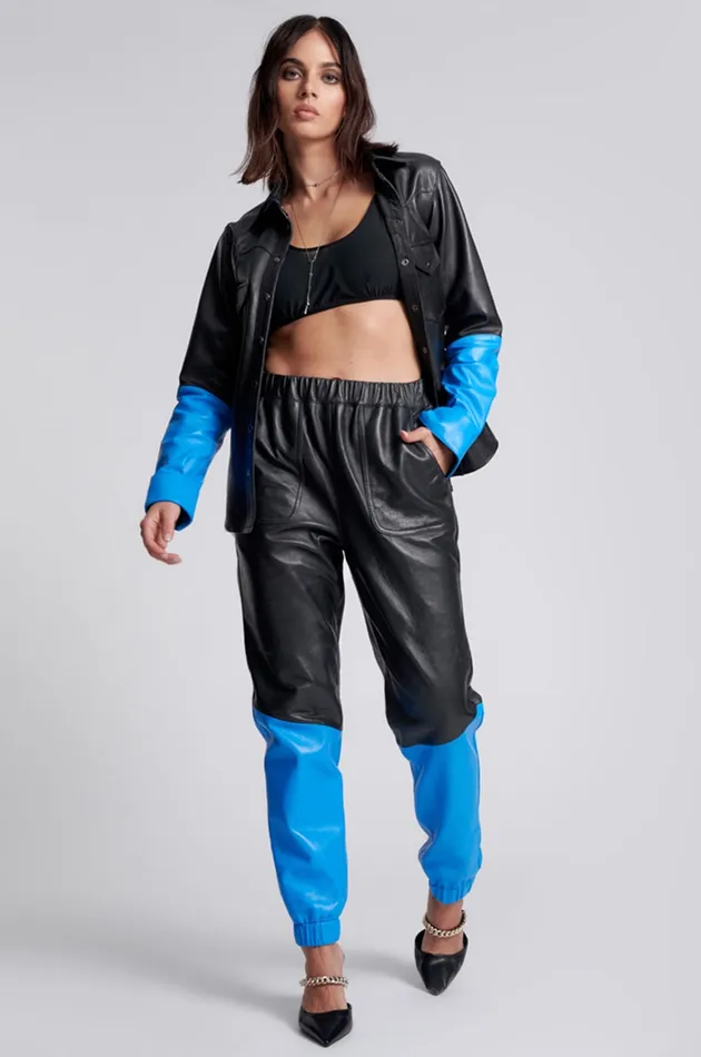 One Teaspoon Bottoms STAND BY LEATHER TRACK PANTS 8211 Women