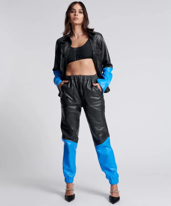 One Teaspoon Bottoms STAND BY LEATHER TRACK PANTS 8211 Women