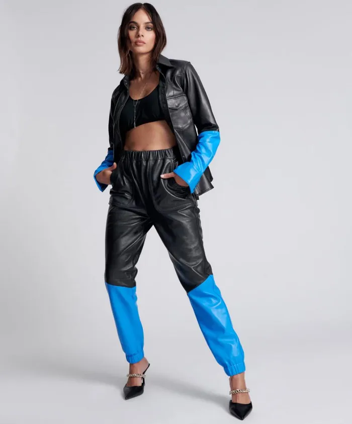 One Teaspoon Bottoms STAND BY LEATHER TRACK PANTS 8211 Women