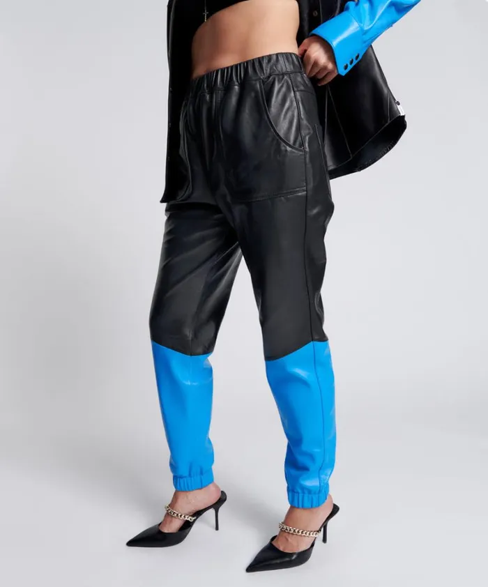 One Teaspoon Bottoms STAND BY LEATHER TRACK PANTS 8211 Women