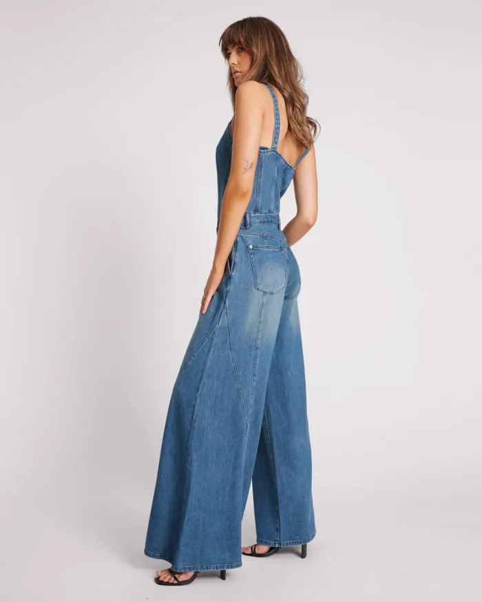 One Teaspoon Denim Jumpsuits GRITTY BLUE FREIDA FIT N FLARE DENIM JUMPSUIT 8211 Women One Teaspoon Denim Jumpsuits GRITTY BLUE FREIDA FIT N FLARE DENIM JUMPSUIT 8211 Women