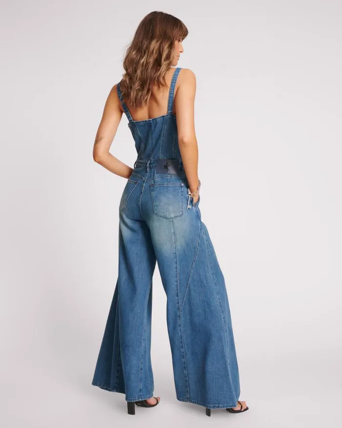 One Teaspoon Denim Jumpsuits GRITTY BLUE FREIDA FIT N FLARE DENIM JUMPSUIT 8211 Women One Teaspoon Denim Jumpsuits GRITTY BLUE FREIDA FIT N FLARE DENIM JUMPSUIT 8211 Women
