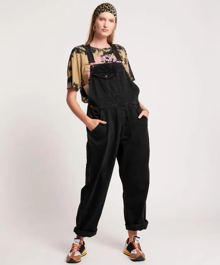 One Teaspoon Denim Jumpsuits WORN BLACK STANTON ST OVERALLS 8211 Women