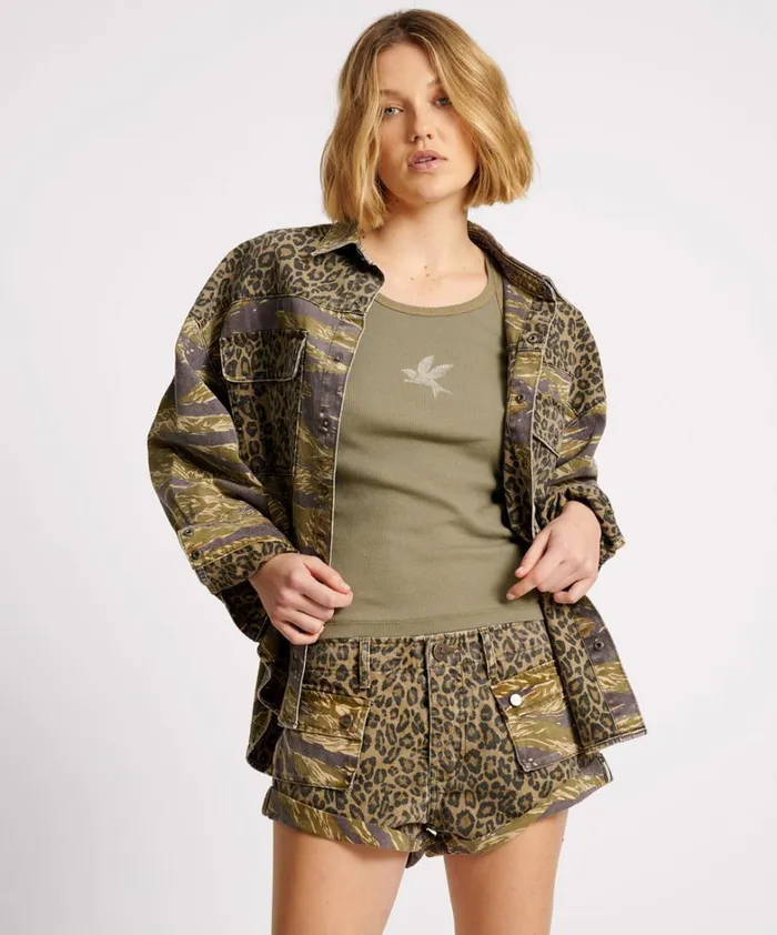 One Teaspoon Denim Shirts ANIMAL CAMO DARIA SHACKET 8211 Women One Teaspoon Denim Shirts ANIMAL CAMO DARIA SHACKET 8211 Women