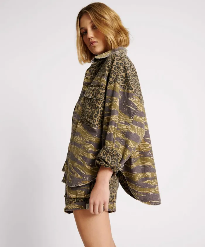 One Teaspoon Denim Shirts ANIMAL CAMO DARIA SHACKET 8211 Women One Teaspoon Denim Shirts ANIMAL CAMO DARIA SHACKET 8211 Women