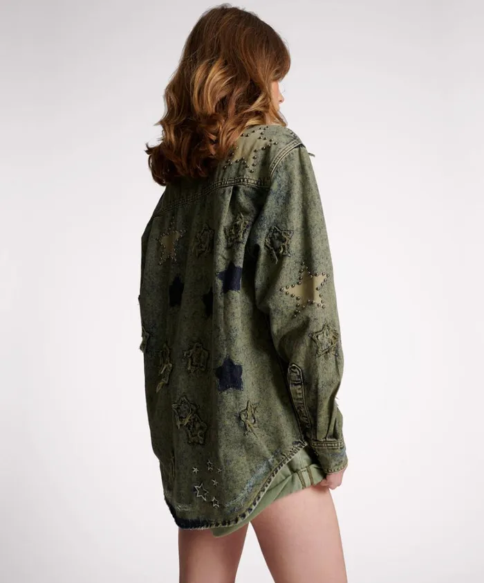 One Teaspoon Denim Shirts PETROL GREEN STAR EVERYDAY SHIRT 8211 Women