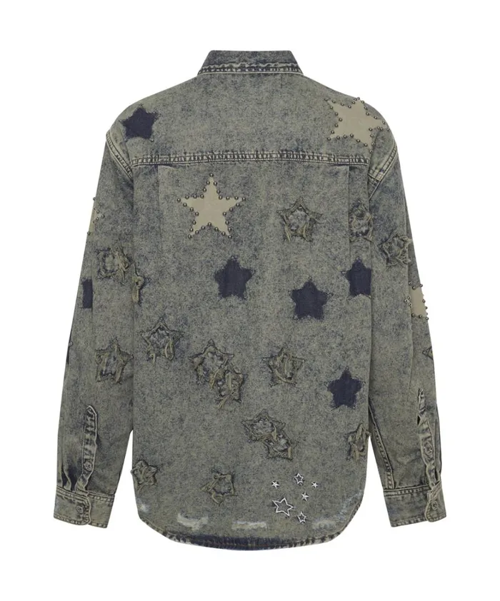 One Teaspoon Denim Shirts PETROL GREEN STAR EVERYDAY SHIRT 8211 Women
