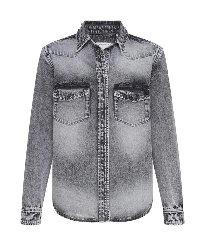 One Teaspoon Denim Shirts SLATE ACID STUDDED DENIM SHIRT 8211 Women One Teaspoon Denim Shirts SLATE ACID STUDDED DENIM SHIRT 8211 Women
