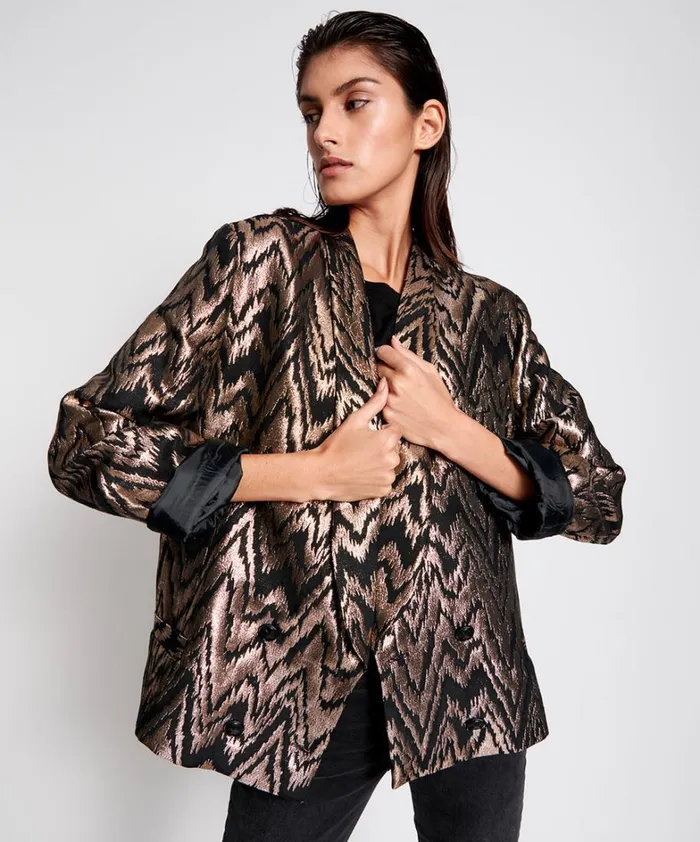 One Teaspoon Jackets WAVE LENGTH METALLIC BLAZER 8211 Women One Teaspoon Jackets WAVE LENGTH METALLIC BLAZER 8211 Women