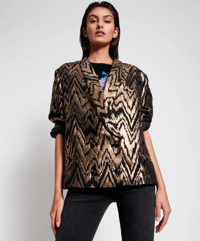One Teaspoon Jackets WAVE LENGTH METALLIC BLAZER 8211 Women One Teaspoon Jackets WAVE LENGTH METALLIC BLAZER 8211 Women