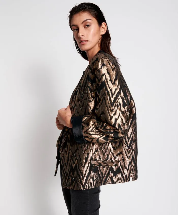 One Teaspoon Jackets WAVE LENGTH METALLIC BLAZER 8211 Women One Teaspoon Jackets WAVE LENGTH METALLIC BLAZER 8211 Women