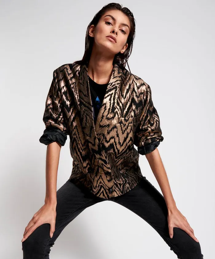 One Teaspoon Jackets WAVE LENGTH METALLIC BLAZER 8211 Women One Teaspoon Jackets WAVE LENGTH METALLIC BLAZER 8211 Women