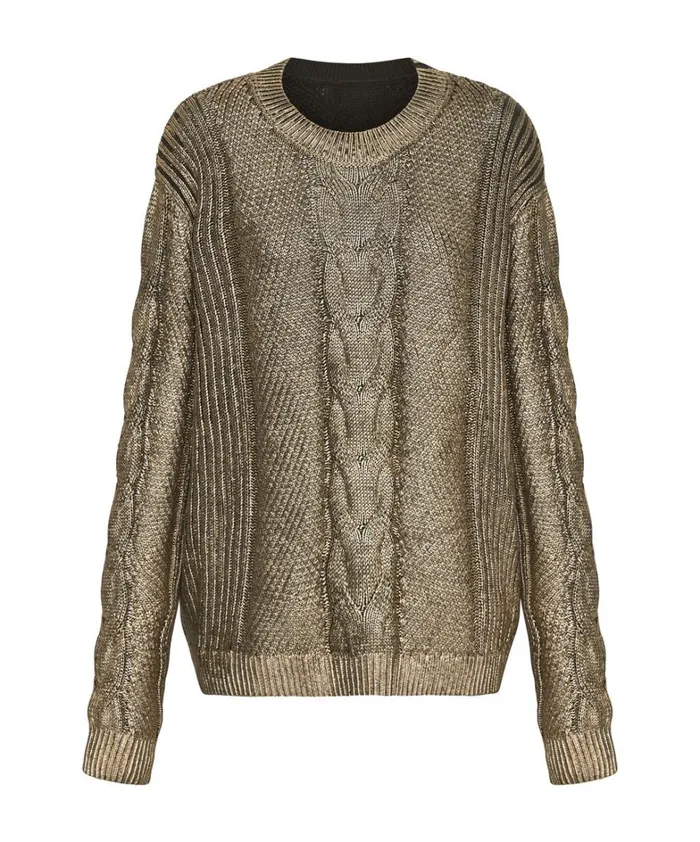 One Teaspoon Knitwear GOLD FOIL CABLE SPINE SWEATER 8211 Women One Teaspoon Knitwear GOLD FOIL CABLE SPINE SWEATER 8211 Women