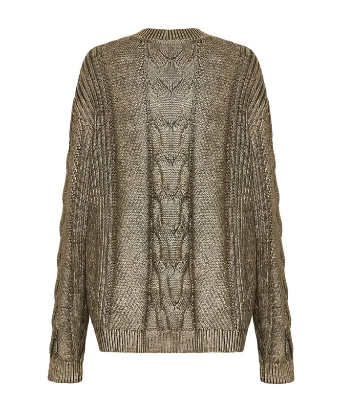 One Teaspoon Knitwear GOLD FOIL CABLE SPINE SWEATER 8211 Women One Teaspoon Knitwear GOLD FOIL CABLE SPINE SWEATER 8211 Women
