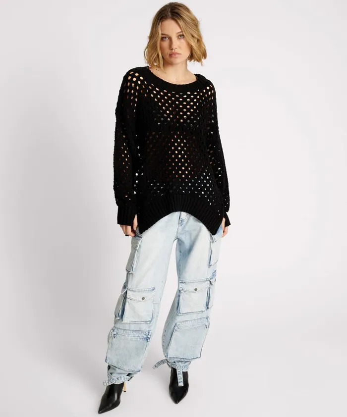 One Teaspoon Knitwear KNITTED FISHNET ZIP SIDE SWEATER 8211 Women One Teaspoon Knitwear KNITTED FISHNET ZIP SIDE SWEATER 8211 Women