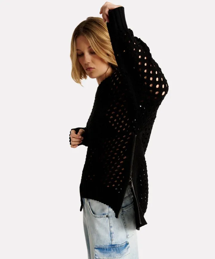 One Teaspoon Knitwear KNITTED FISHNET ZIP SIDE SWEATER 8211 Women One Teaspoon Knitwear KNITTED FISHNET ZIP SIDE SWEATER 8211 Women