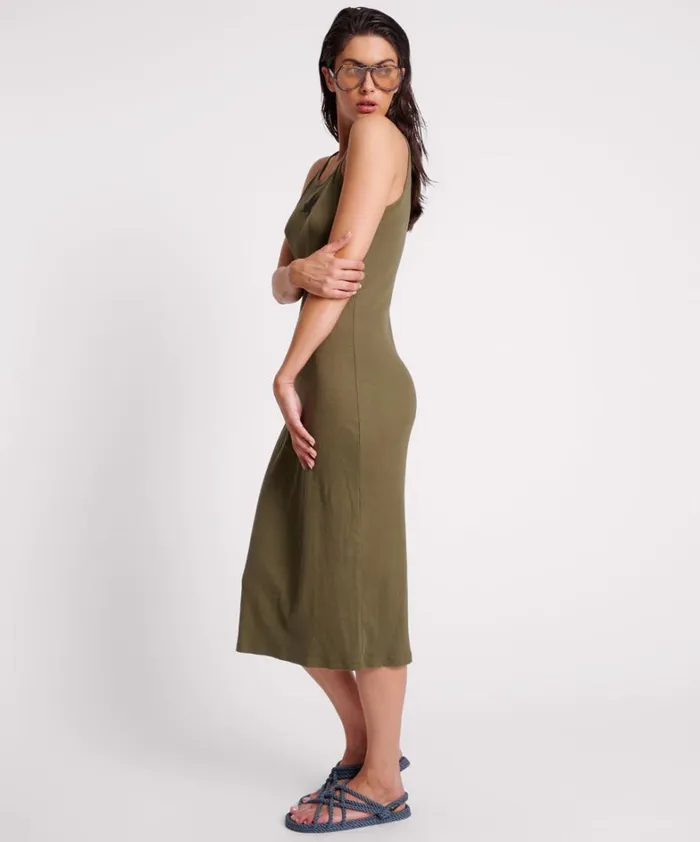One Teaspoon Midi and Maxi Dresses KHAKI ONE TEASPOON RIB SINGLET MIDI DRESS 8211 Women One Teaspoon Midi and Maxi Dresses KHAKI ONE TEASPOON RIB SINGLET MIDI DRESS 8211 Women