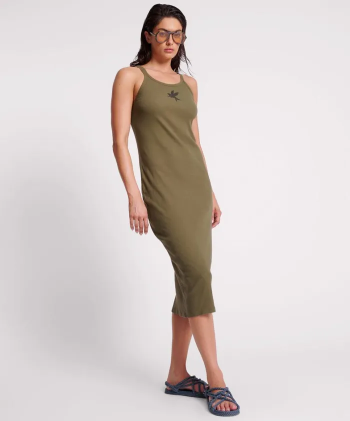 One Teaspoon Midi and Maxi Dresses KHAKI ONE TEASPOON RIB SINGLET MIDI DRESS 8211 Women One Teaspoon Midi and Maxi Dresses KHAKI ONE TEASPOON RIB SINGLET MIDI DRESS 8211 Women