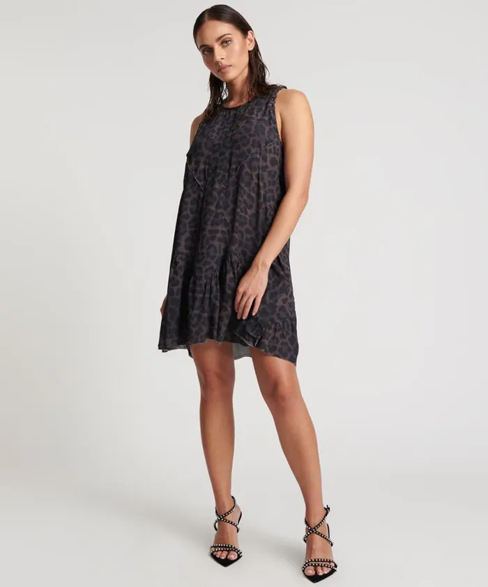 One Teaspoon Mini Dresses DARK LEOPARD TIERED DRESS 8211 Women