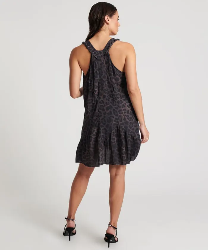 One Teaspoon Mini Dresses DARK LEOPARD TIERED DRESS 8211 Women One Teaspoon Mini Dresses DARK LEOPARD TIERED DRESS 8211 Women