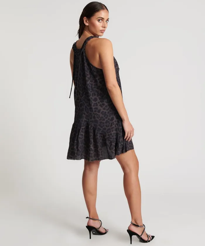 One Teaspoon Mini Dresses DARK LEOPARD TIERED DRESS 8211 Women One Teaspoon Mini Dresses DARK LEOPARD TIERED DRESS 8211 Women