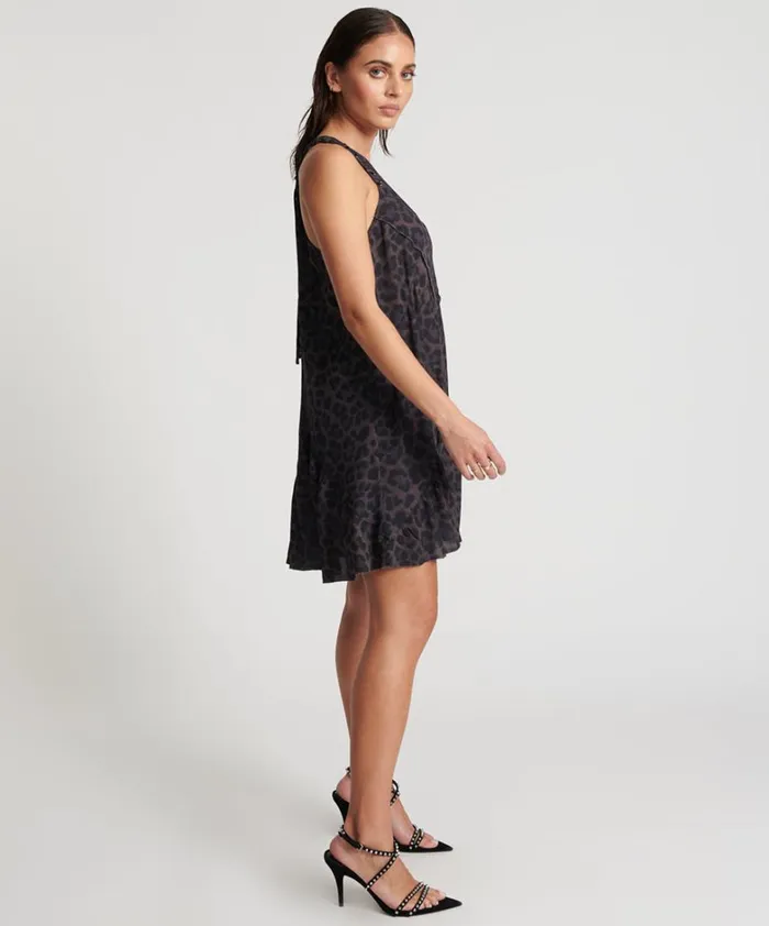 One Teaspoon Mini Dresses DARK LEOPARD TIERED DRESS 8211 Women One Teaspoon Mini Dresses DARK LEOPARD TIERED DRESS 8211 Women