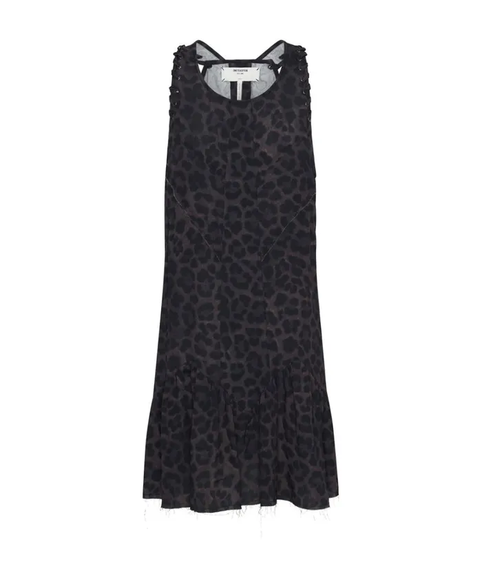 One Teaspoon Mini Dresses DARK LEOPARD TIERED DRESS 8211 Women One Teaspoon Mini Dresses DARK LEOPARD TIERED DRESS 8211 Women